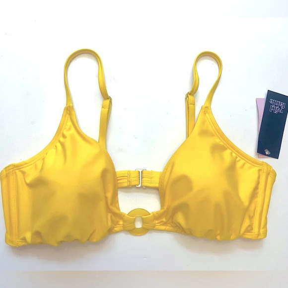 Wild Fable Triangle‎ Bikini Top Womens XL Yellow Stretchy Soft Lined NWT - Picture 1 of 16